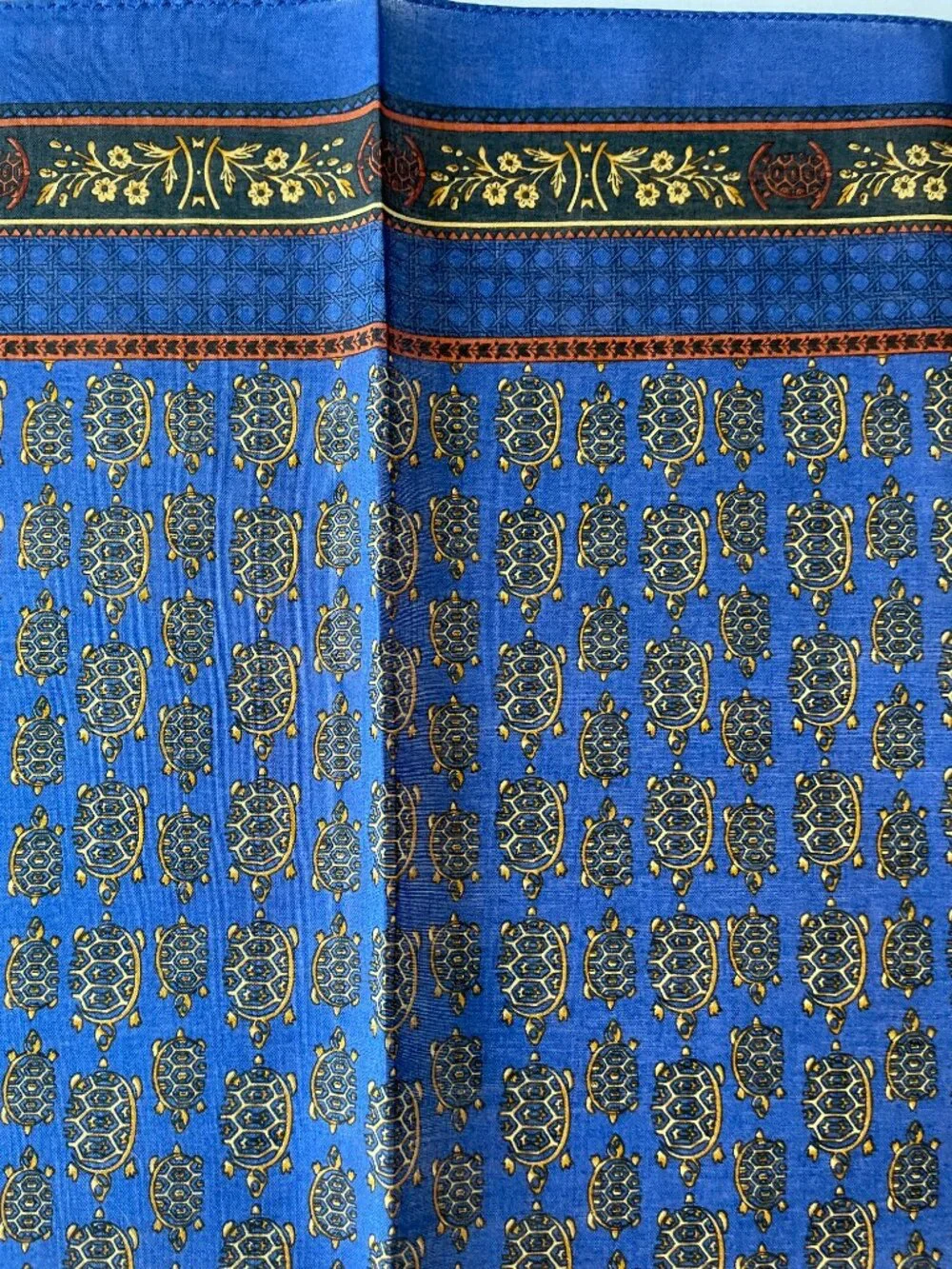 Christian Dior Vintage Cotton Scarf | NWT | Turtle Print | Rolled Hem